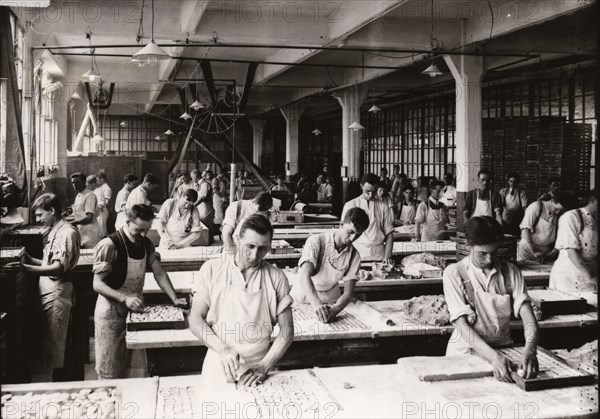 Men at work in the Almond Paste Room, Rowntree factory, York, Yorkshire, 1912. Artist: Unknown