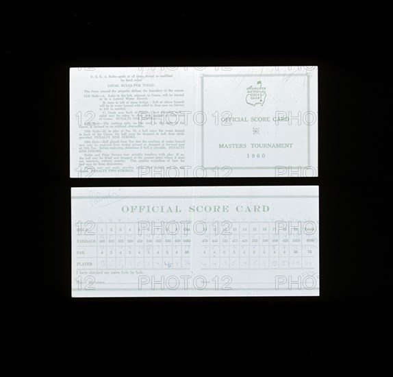 Scorecard for US Masters Tournament, 1960. Artist: Unknown