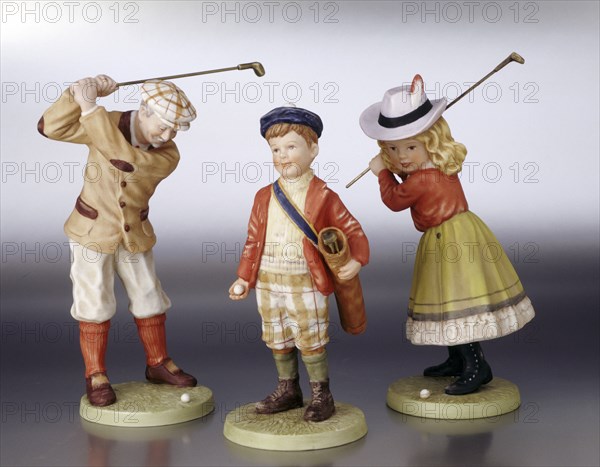 Ceramic golfing figures. Artist: Unknown