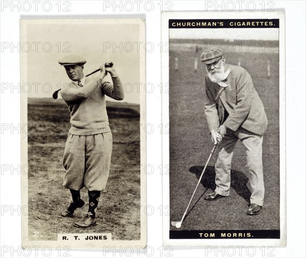 Cigarette cards of Bobby Jones and Tom Morris Sr, 1926-7. Artist: Unknown