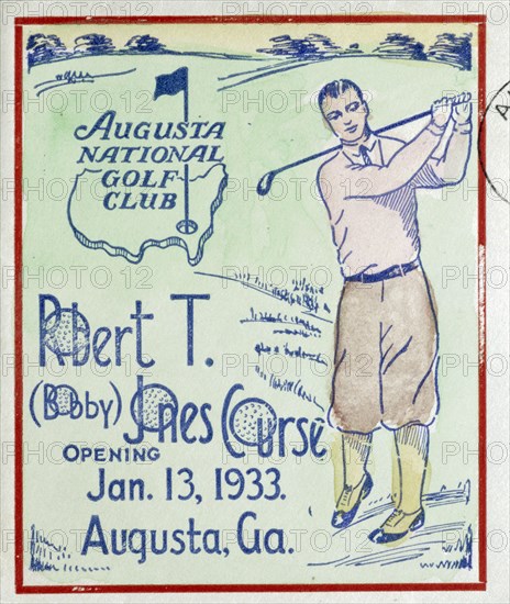 Poster marking the opening of the Bobby Jones course at Augusta, 1933. Artist: Unknown
