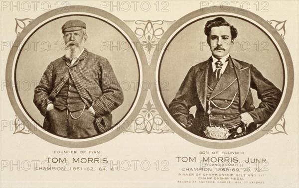 Rare postcard showing Tom Morris and Tom Morris Junior, c1905. Artist: Unknown