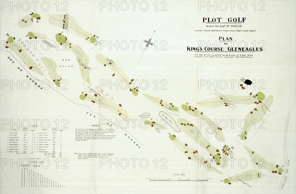 Map of the Gleneagles golf course, British, c1920s. Artist: Unknown