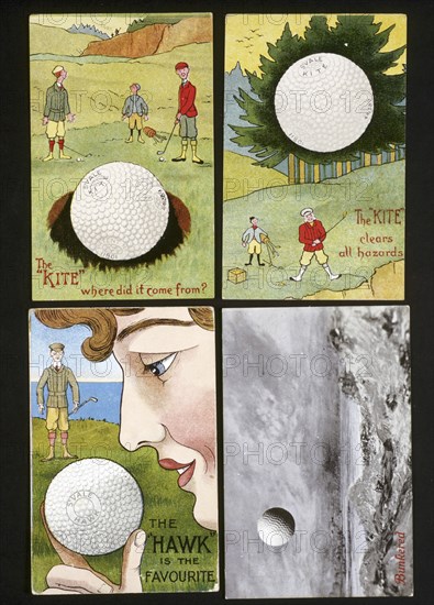 Golf ball postcards, c1920s-1930s. Artist: Unknown