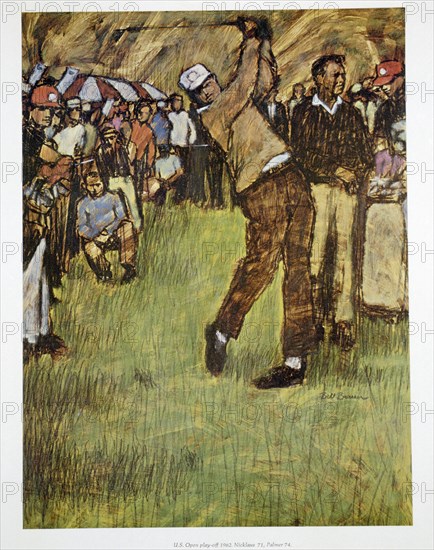 Jack Nicklaus winning his first US Open, 1962. Artist: Unknown