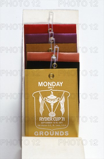 Pin-on spectator tickets for Ryder Cup, 1971. Artist: Unknown