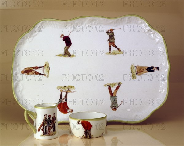 Sandwich platter, coffee-size jug and sugar bowl, c1912. Artist: HM Williamson and Sons