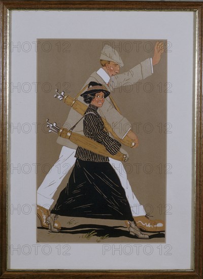 Art Deco print with golfing theme, Austria, c1920s. Artist: Unknown