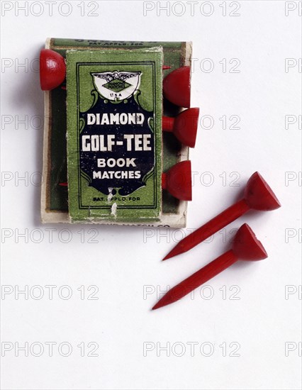 Diamond Golf Tee book of matches, c1900. Artist: Unknown