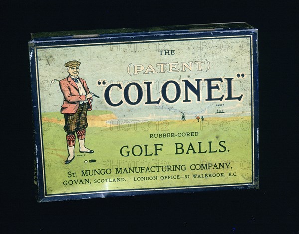 Tin of 'Colonel' golf balls, c1909. Artist: Unknown