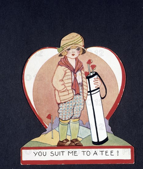 Valentine card with a golfing theme, c1920s. Artist: Unknown