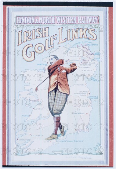 Postcard advertising golfing trips to Ireland, c1910. Artist: Unknown