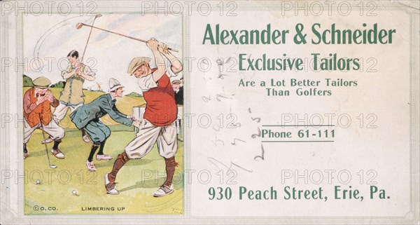 Business card for Alexander and Schneider Tailors, c1900. Artist: Unknown