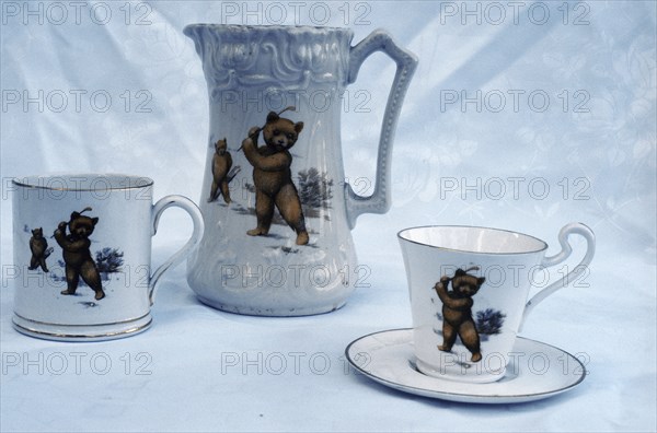 WH Grindley and Co porcelain with teddy bear motifs, 1910-30. Artist: Unknown