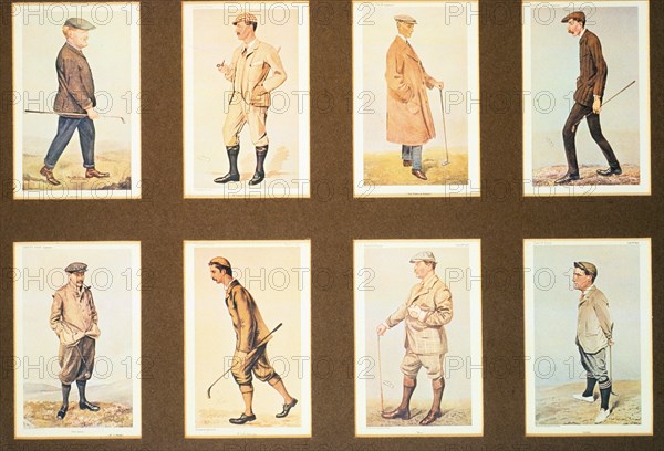 Set of golf cards by Leslie Ward (1851-1922), 1980s. Artist: Spy