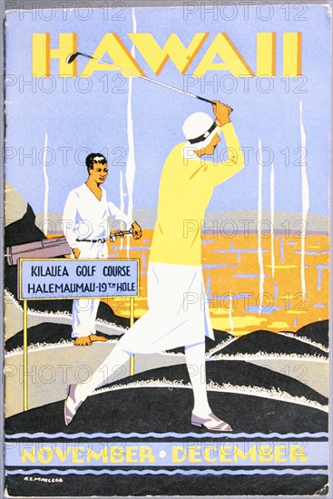 Art Deco poster for golfing holidays in Hawaii, c1930s. Artist: Unknown