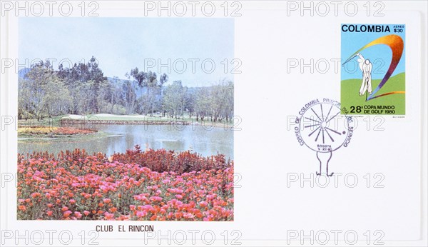 First day cover for World Cup Golf championship, Colombia, 1980. Artist: Unknown