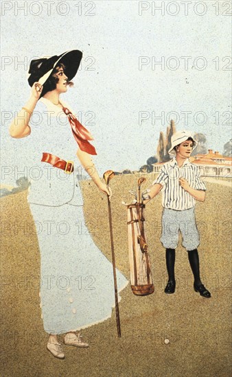 'The Lady and the Caddy', American, 1913. Artist: Sunfit and Co