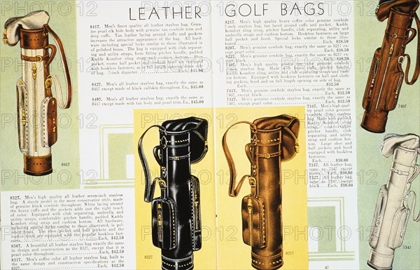 Leather golf bags, 1931. Artist: Unknown