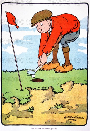 Golfing postcard, c1920s. . Artist: George Shepheard