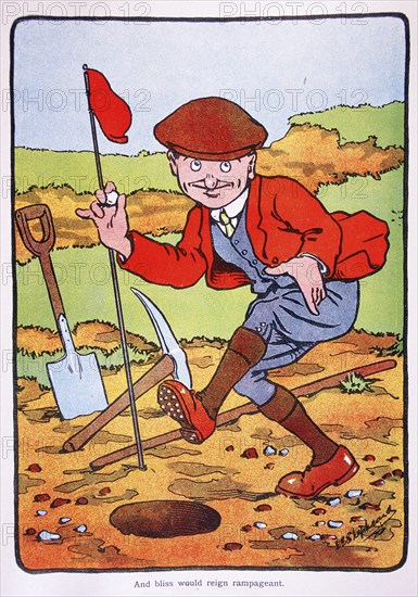 Golfing postcard, c1920s.  Artist: George Shepheard