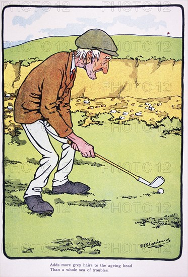 Golfing postcard, c1920s.  Artist: George Shepheard