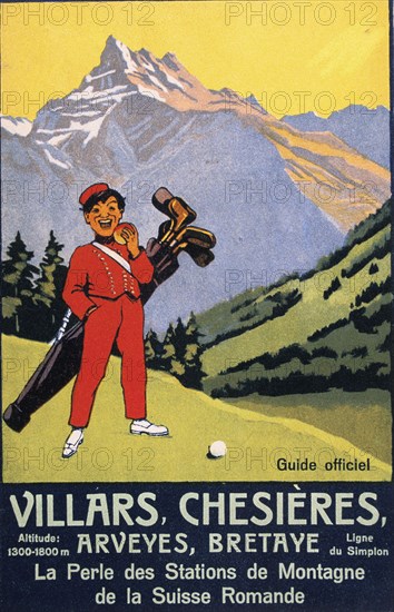 Railway poster advertising golfing holidays, Swiss, c1920s-c1930s. Artist: Unknown