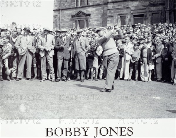 Bobby Jones teeing off, c1920s. Artist: Unknown