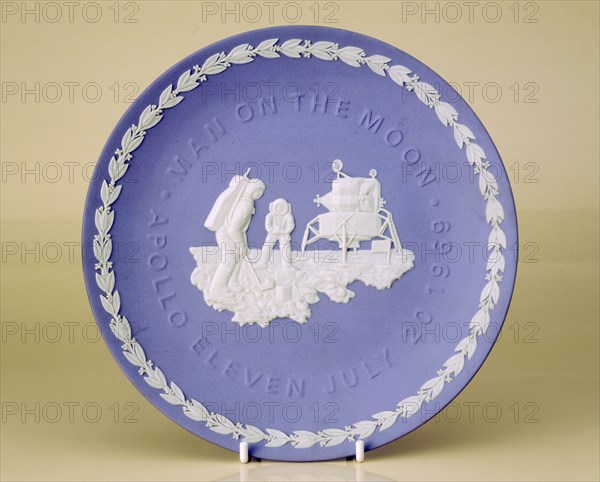 Wedgwood plate commemorating the 1969 Apollo 11 Moon landing, 1972. Artist: Wedgwood