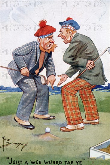 Golfing cartoon, c1920s. Artist: Fred Buchanan