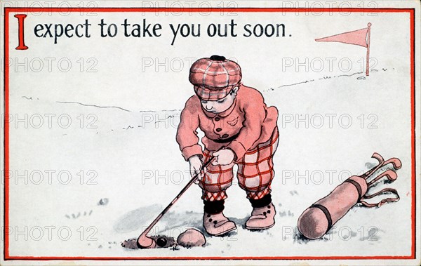 Postcard with golfing theme, c1910s-c1920s. Artist: Unknown