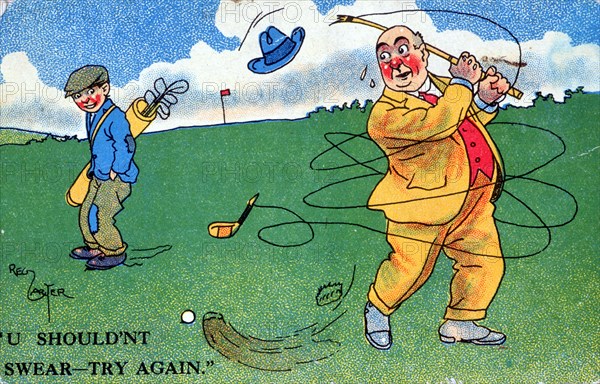 Postcard with golfing theme, c1900s-c1910s. Artist: Unknown