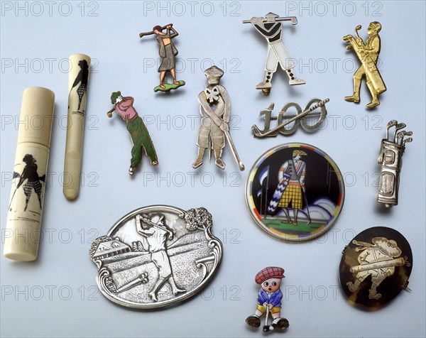 Selection of golfing brooches, c1915-1939. Artist: Unknown