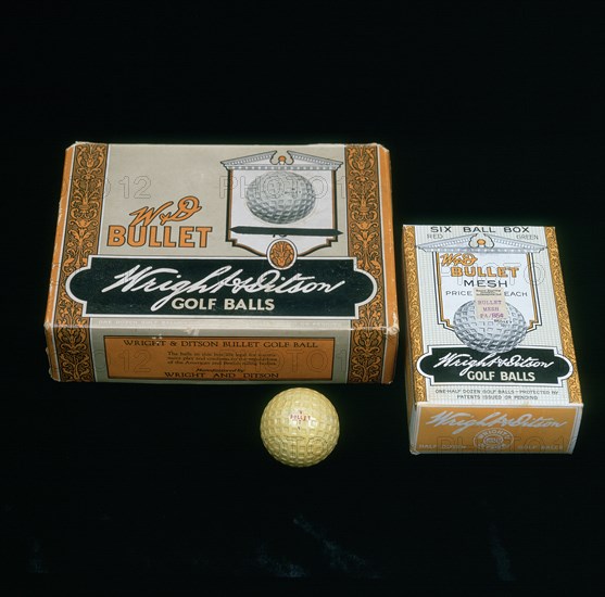 W and D Bullet Mesh, Wright and Didson boxes of golf balls, c1900. Artist: Unknown