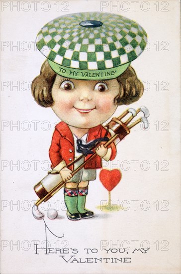Valentine card with golfing theme, c1910. Artist: Unknown