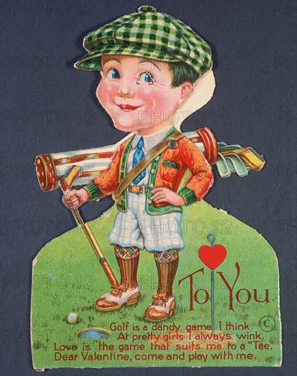 Valentine Card with golfing theme, c1910s. Artist: Unknown