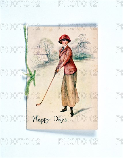 Greetings card with golfing theme, c1910. Artist: Unknown