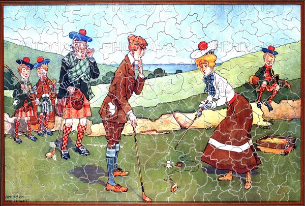 Jigsaw puzzle of golfers, Scottish, c1910-20. Artist: Unknown