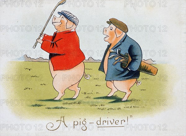 Golfing cartoon, c1910s. Artist: Unknown