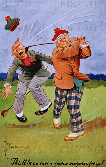 Golfing cartoon, c1920s. Artist: Unknown