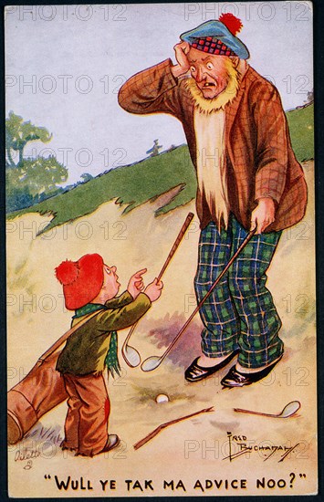 Golfing cartoon, c1920s. Artist: Unknown