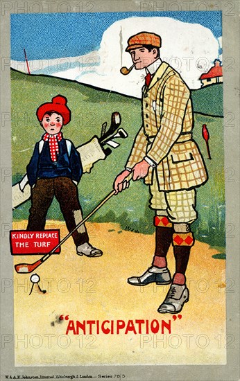 Golfing cartoon, c1920s. Artist: Unknown
