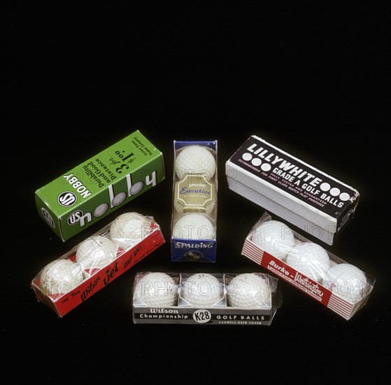 Selection of golf balls in their packaging, mid 20th century. Artist: Wilson Sporting Goods