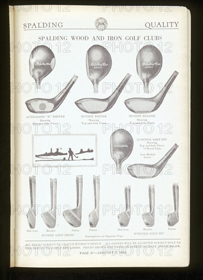 Page from a golf equipment catalogue, 1928. Artist: Unknown