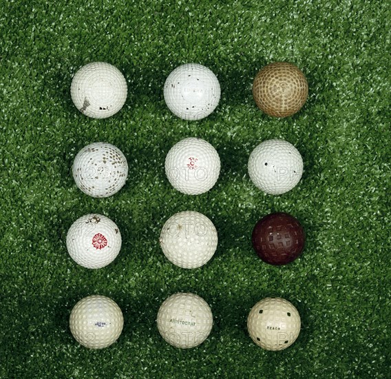 Selection of golf balls, late 19th- early 20th century. Artist: Spalding Artist: Unknown