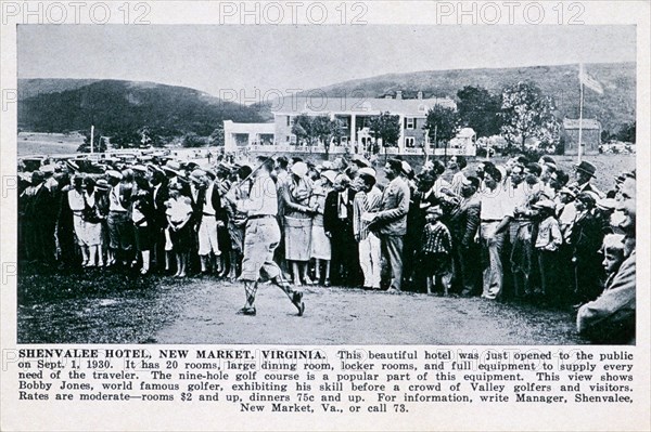 Bobby Jones playing golf at the Shenvalee Hotel, Virginia, USA, 1930. Artist: Unknown