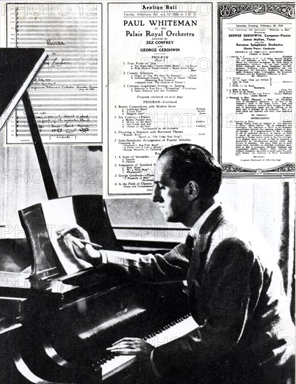 George Gershwin (1898-1937) at work. Artist: Unknown