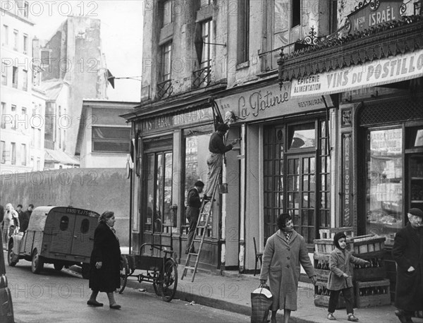 Algerian Jews' shop attacked in Paris, 11 April 1958. Artist: Unknown