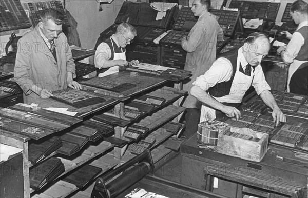 Printing room at the Jewish Chronicle, London, c1951. Artist: EH Emanuel