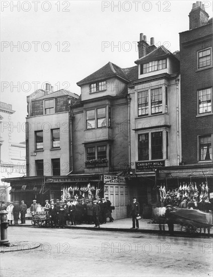 Jewish butcher's, Aldgate High Street, London, c1905. Artist: Unknown